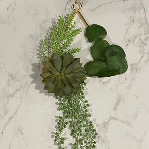 Triangle Gold and Green succulent and leaf wall art